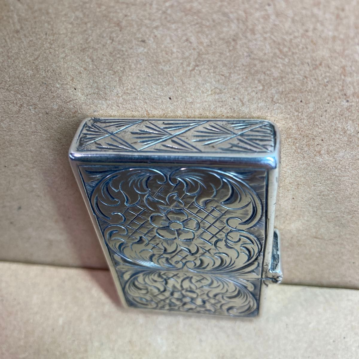 銀製 オイルライター ビンテージ 全面加工 手彫り シルバー silver ZIPPO インサイドユニット 1950年代