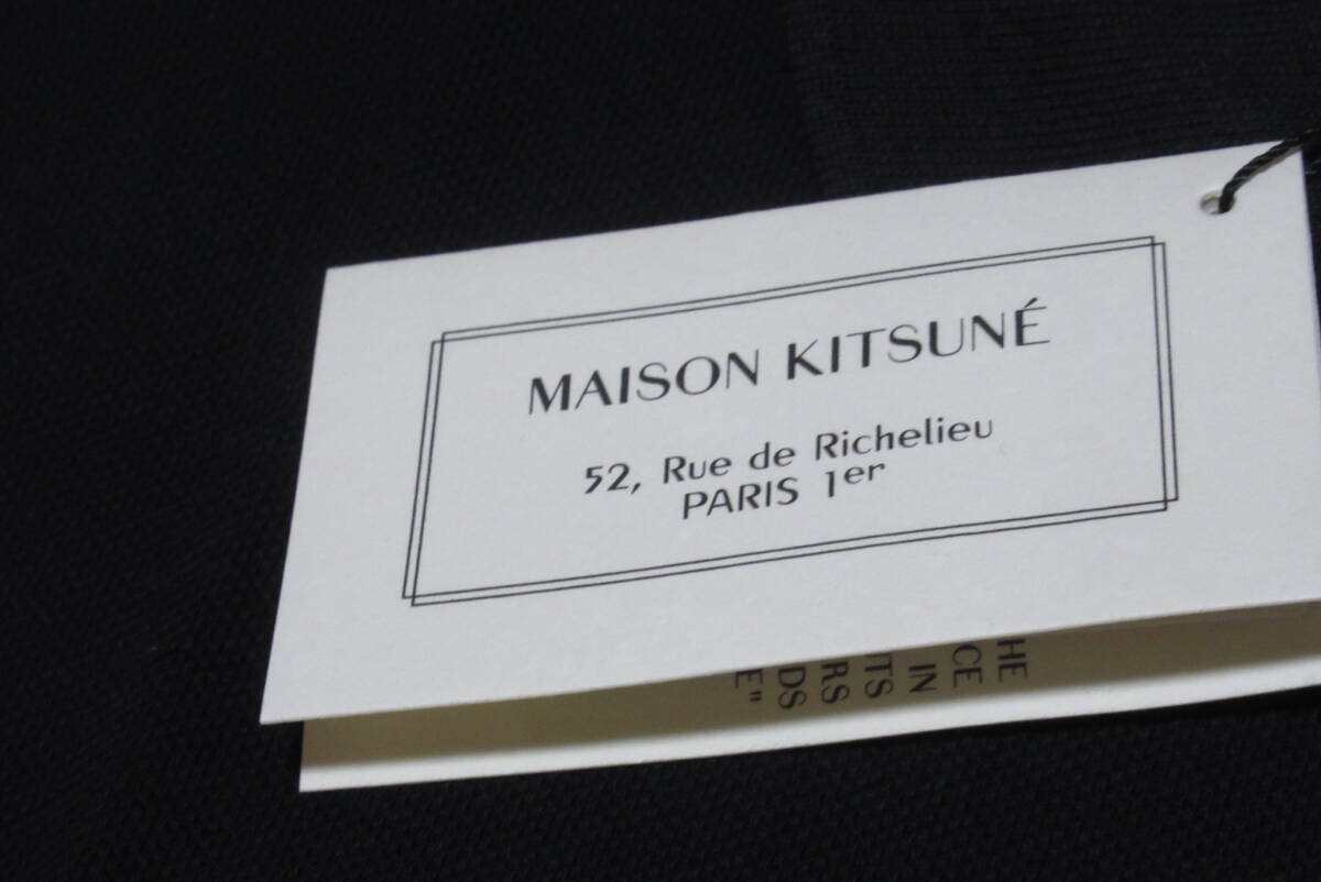 ★メゾンキツネ Maison Kitsune Mサイズ 半袖 ポロシャツ ロゴ 男女兼用 ブラック シングル_画像4