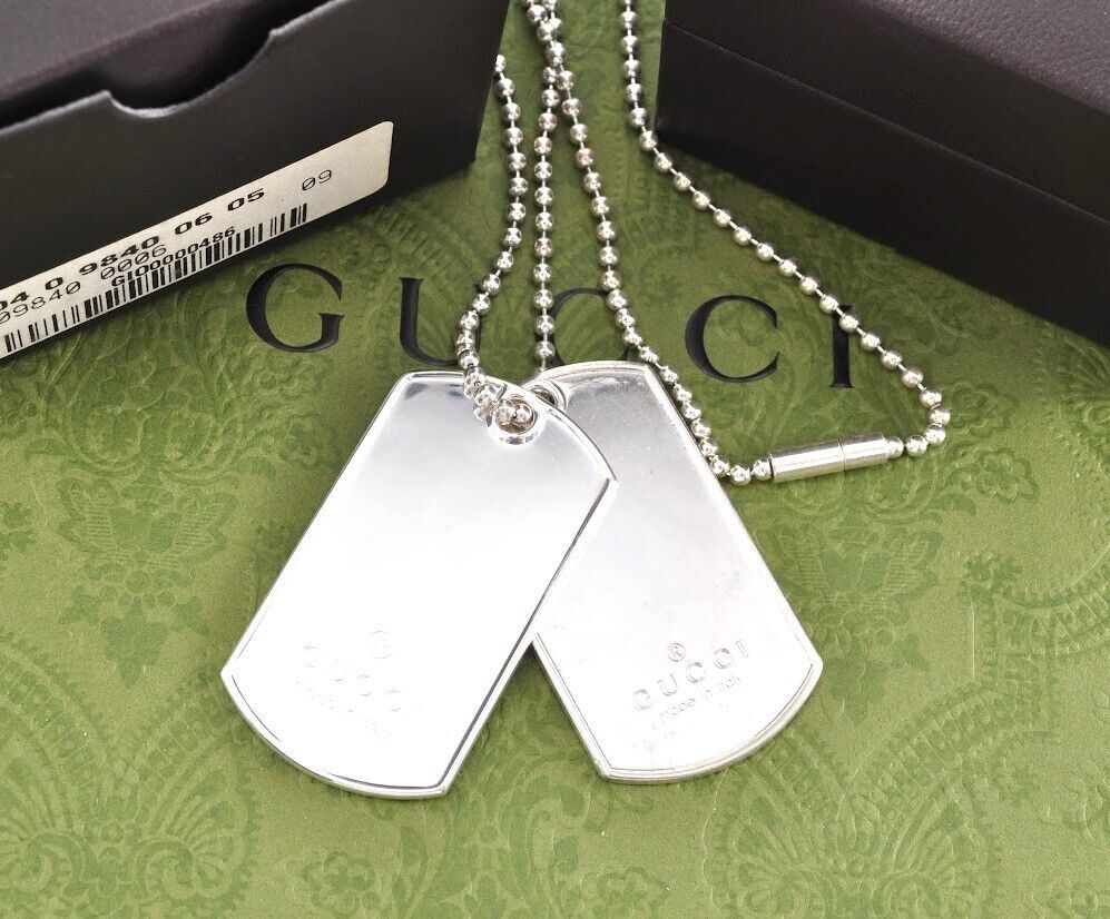 GUCCI Gucci персональный медальон мяч цепь колье sterling серебряный 925 серебряный 52g с коробкой 2246