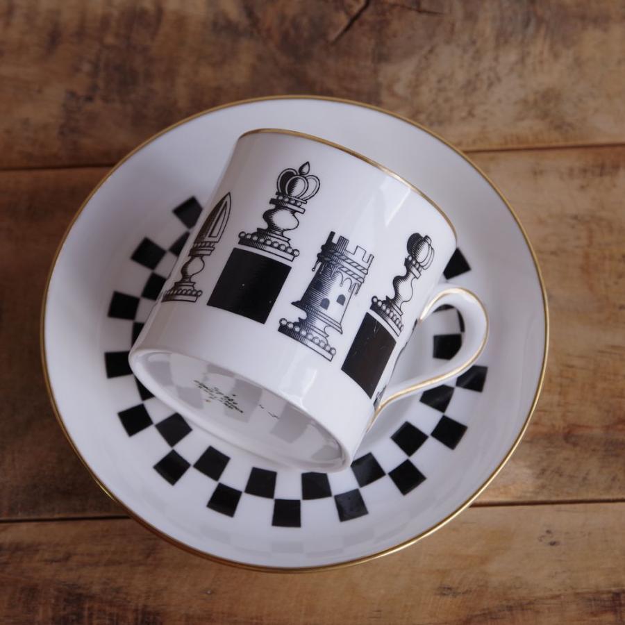 コーヒーカップ ソーサー スポード SPODE チェス レトロモダン アンティーク食器 白黒 イギリス ヴィンテージ 陶器 #230202-2 小さめ_画像5