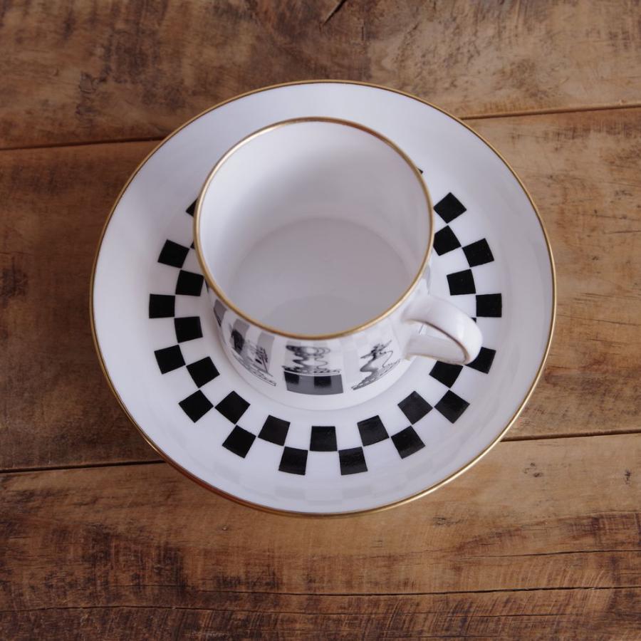 コーヒーカップ ソーサー スポード SPODE チェス レトロモダン アンティーク食器 白黒 イギリス ヴィンテージ 陶器 #230202-2 小さめ_画像8