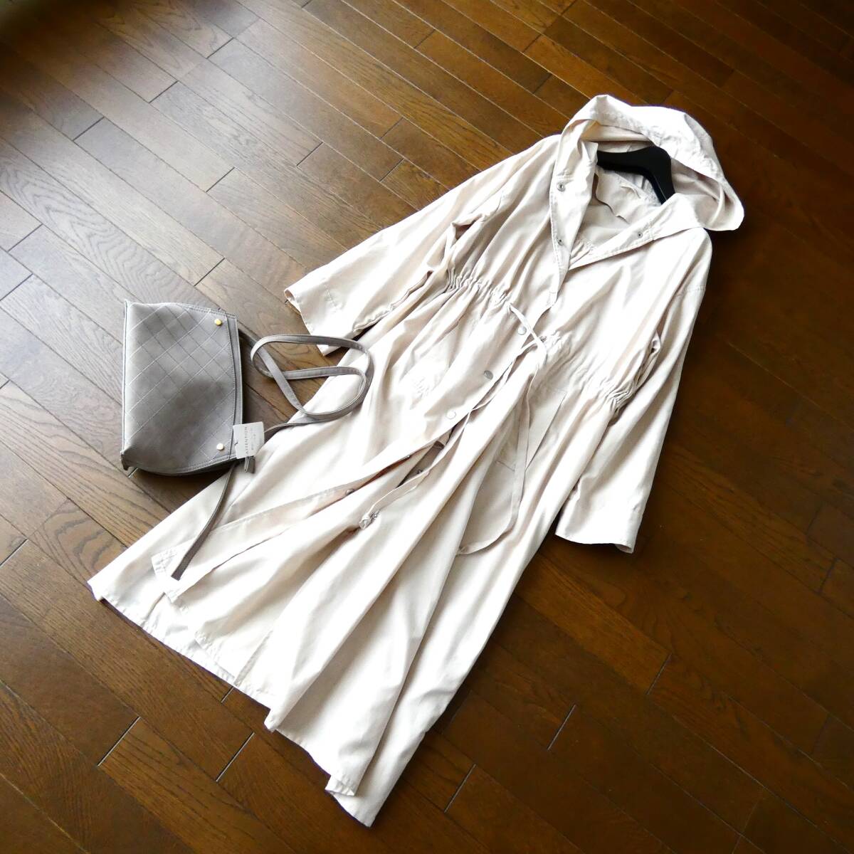 chulatte "теплый" белый необычность материалы с капюшоном весеннее пальто плащ длинное пальто L