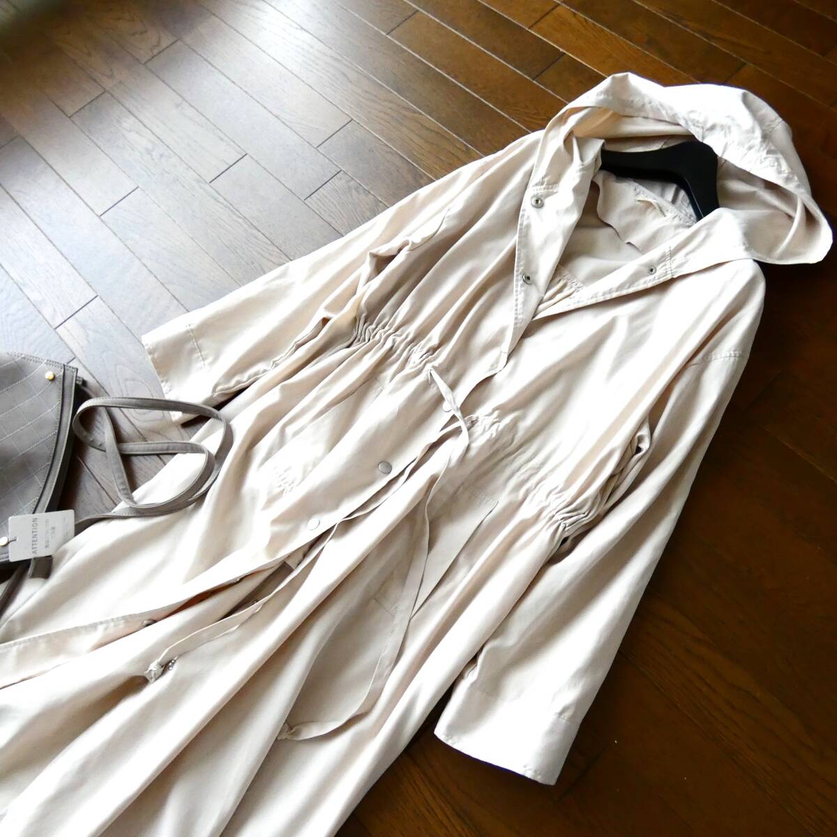 chulatte "теплый" белый необычность материалы с капюшоном весеннее пальто плащ длинное пальто L