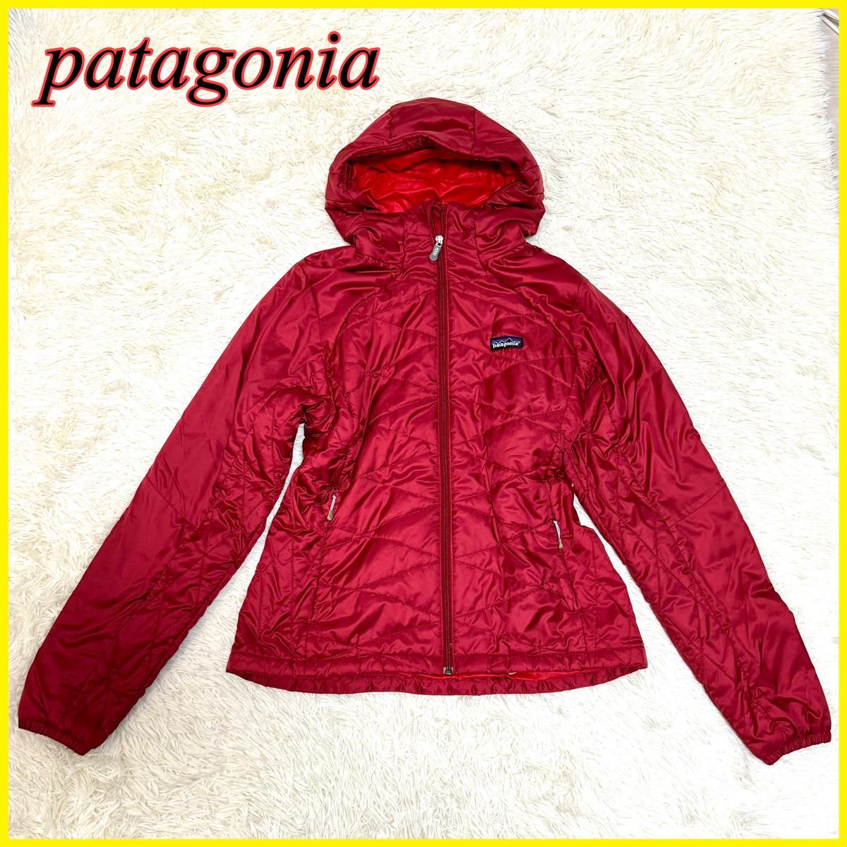【美品】patagonia パタゴニア ブルゾン ジャケット レッド 赤 Aライン M アウター アウトドア レディース フード