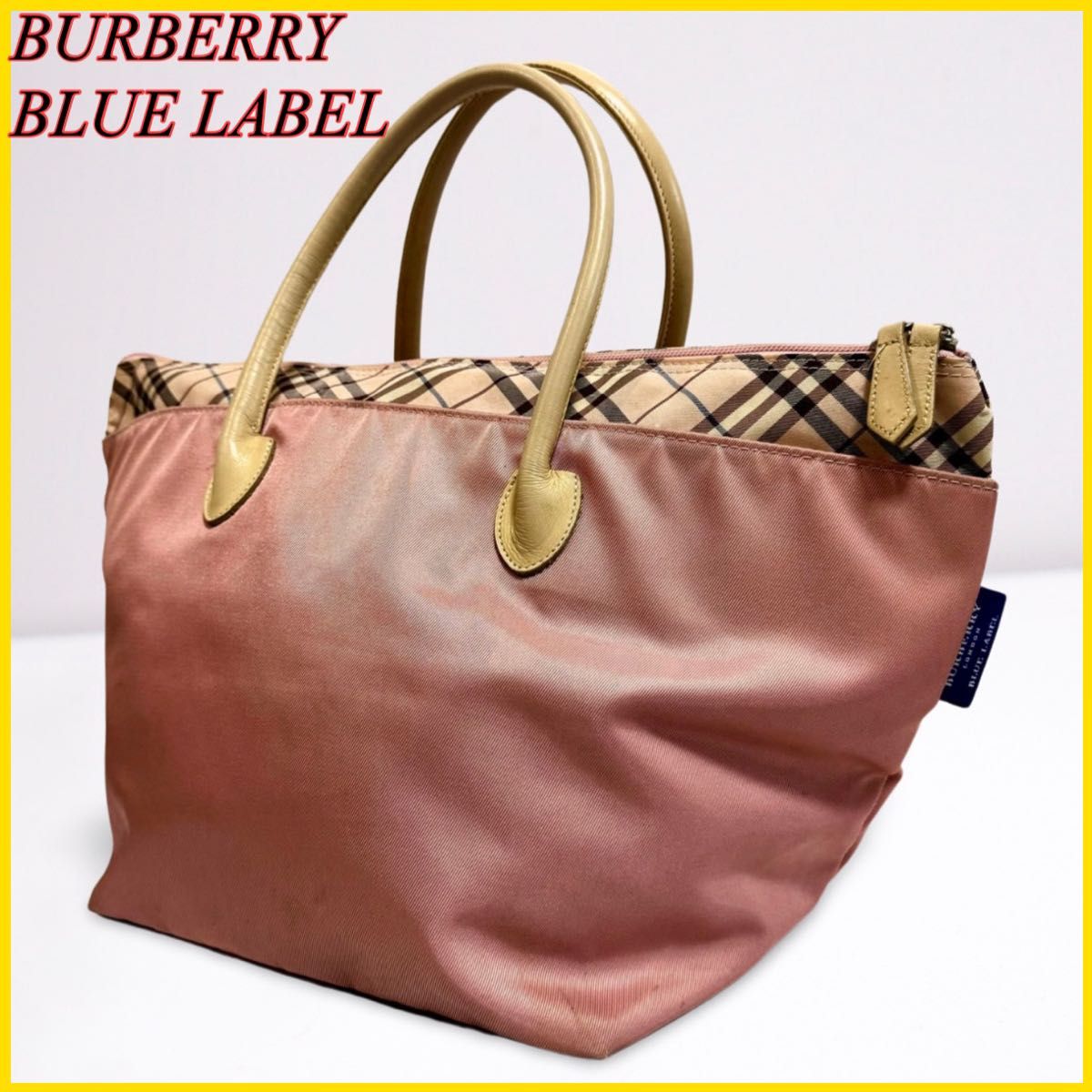 BURBERRY BLUE LABEL バーバリーブルーレーベル トートバッグ ハンドバッグ ノバチェック ピンク A4