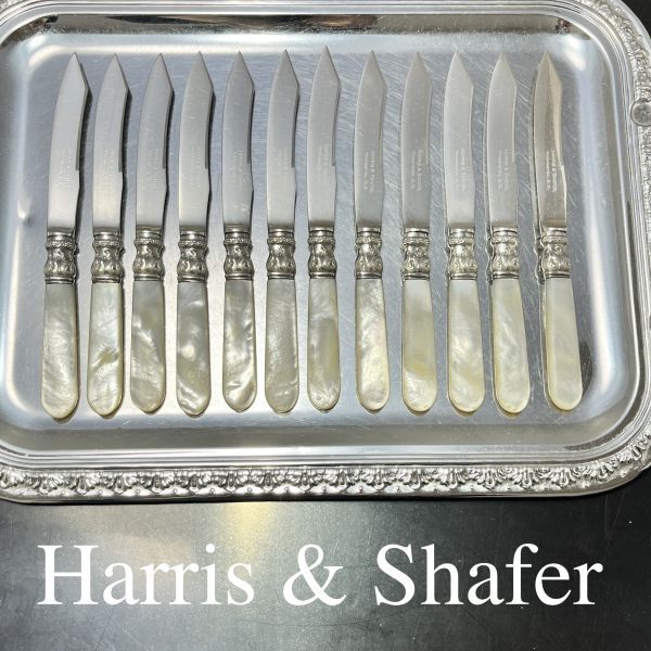 【Harris & Shafer】【白蝶貝 / 純銀継手】ティーナイフ 12本 マザーオブパール_画像1