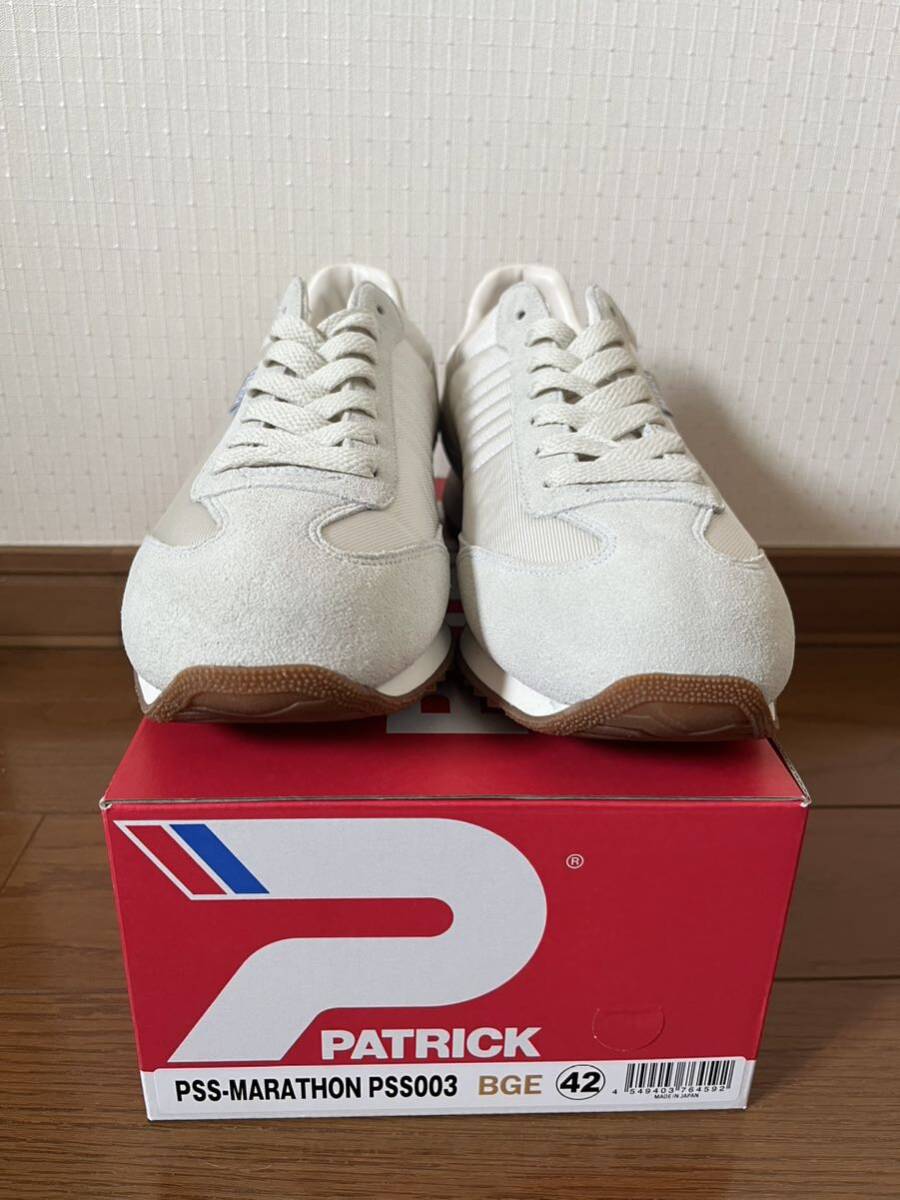 未使用 新品 PATRICK MARATHON 42 パトリック マラソン 26.5cm 日本製 スニーカー スタジアム BGE 限定カラー WHT アイリスの画像2