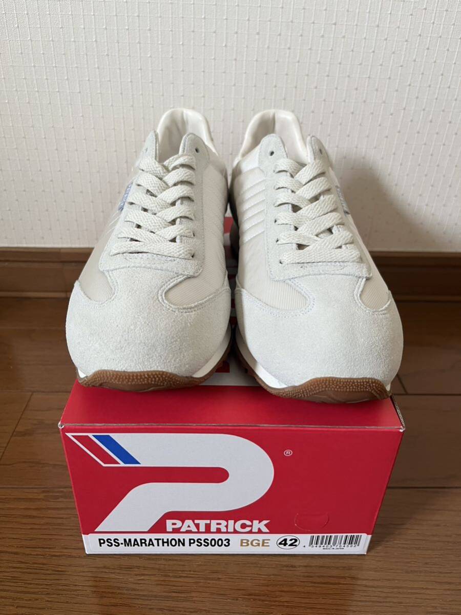 未使用 新品 PATRICK MARATHON 42 パトリック マラソン 26.5cm 日本製 スニーカー スタジアム BGE 限定カラー WHT アイリスの画像4