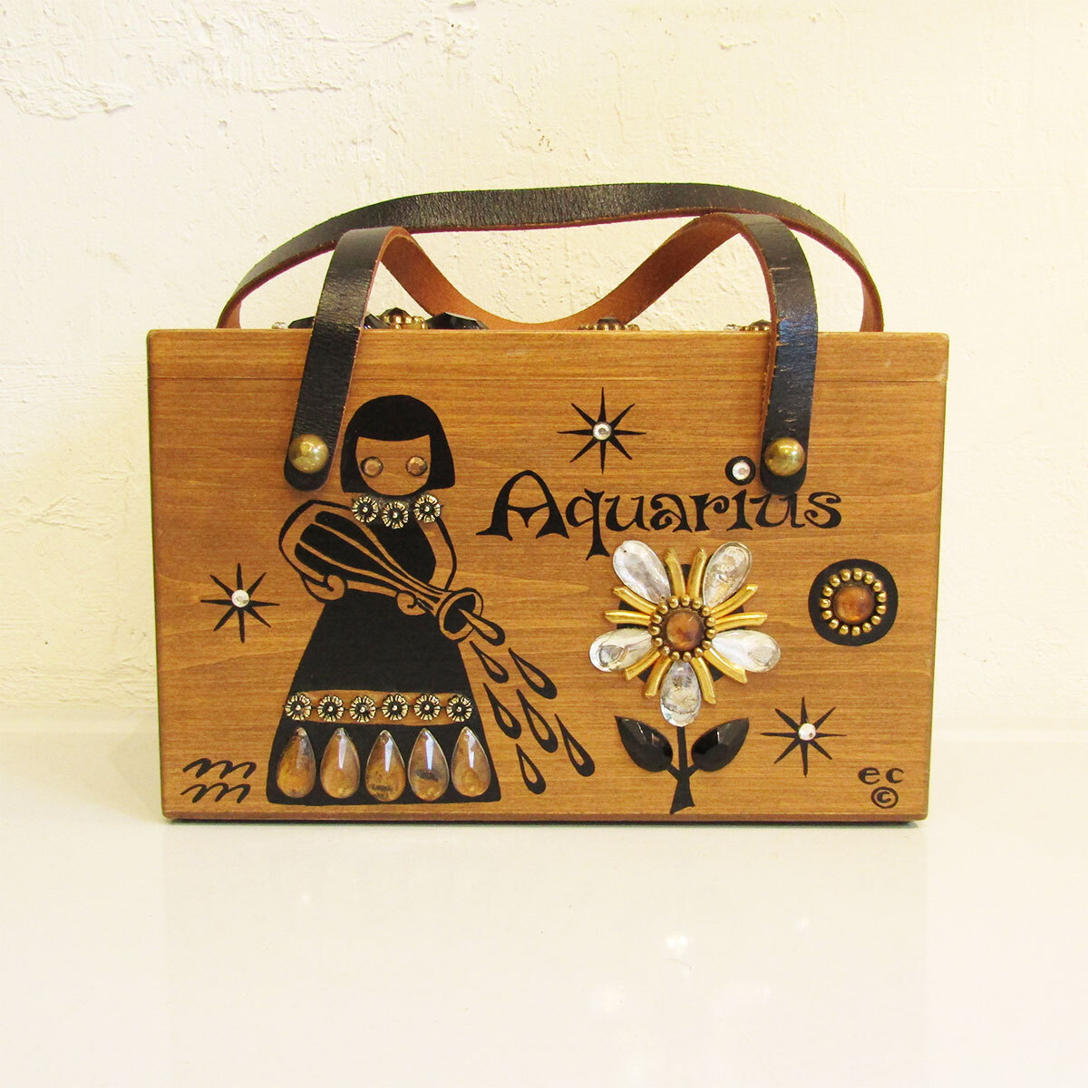 ★Vintage 1960's Enid Collins Aquarius Astrological Zodiac Box Bag_画像1