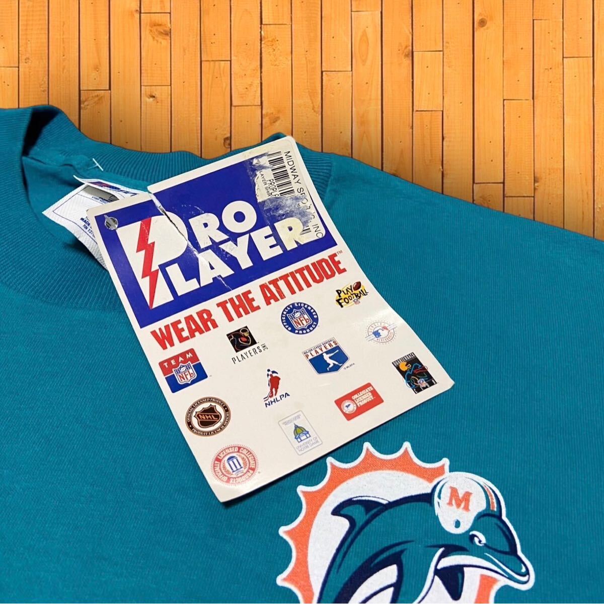 デッドストック　90s USA製　PRO PLAYER NFL DOLPHINS 半袖 Tシャツ★ Lサイズ★_画像5