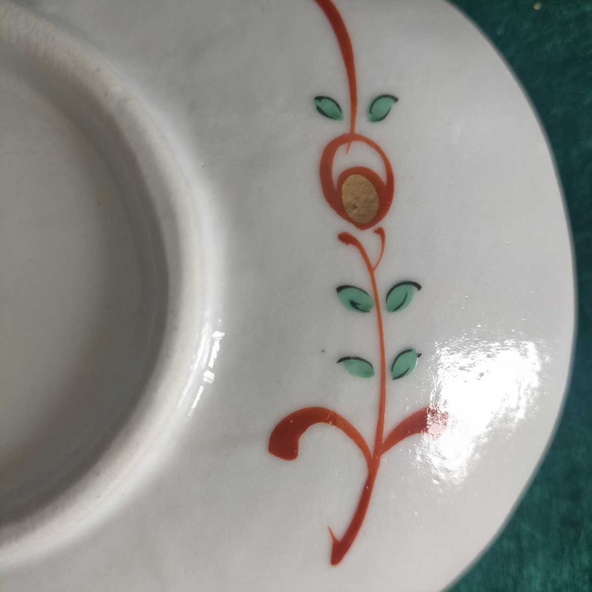  未使用保管品  橘吉  焼き物皿  赤絵花紋  金彩 楕円皿 ２０ｃｍX14cm 5枚組   の画像8