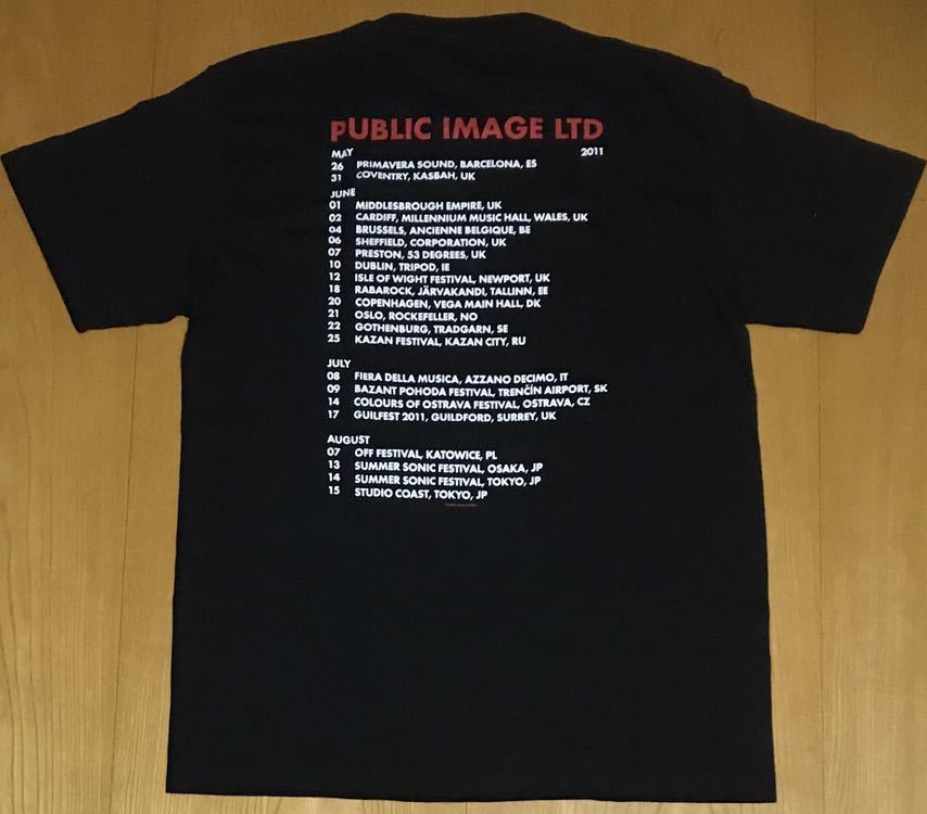 【 PiL Public Image Ltd 2011 Tour T-Shirt 】パブリック・イメージ・リミテッド Ｔシャツ Jah Wobble Punk John Lydon Red Logo Lサイズ_画像2