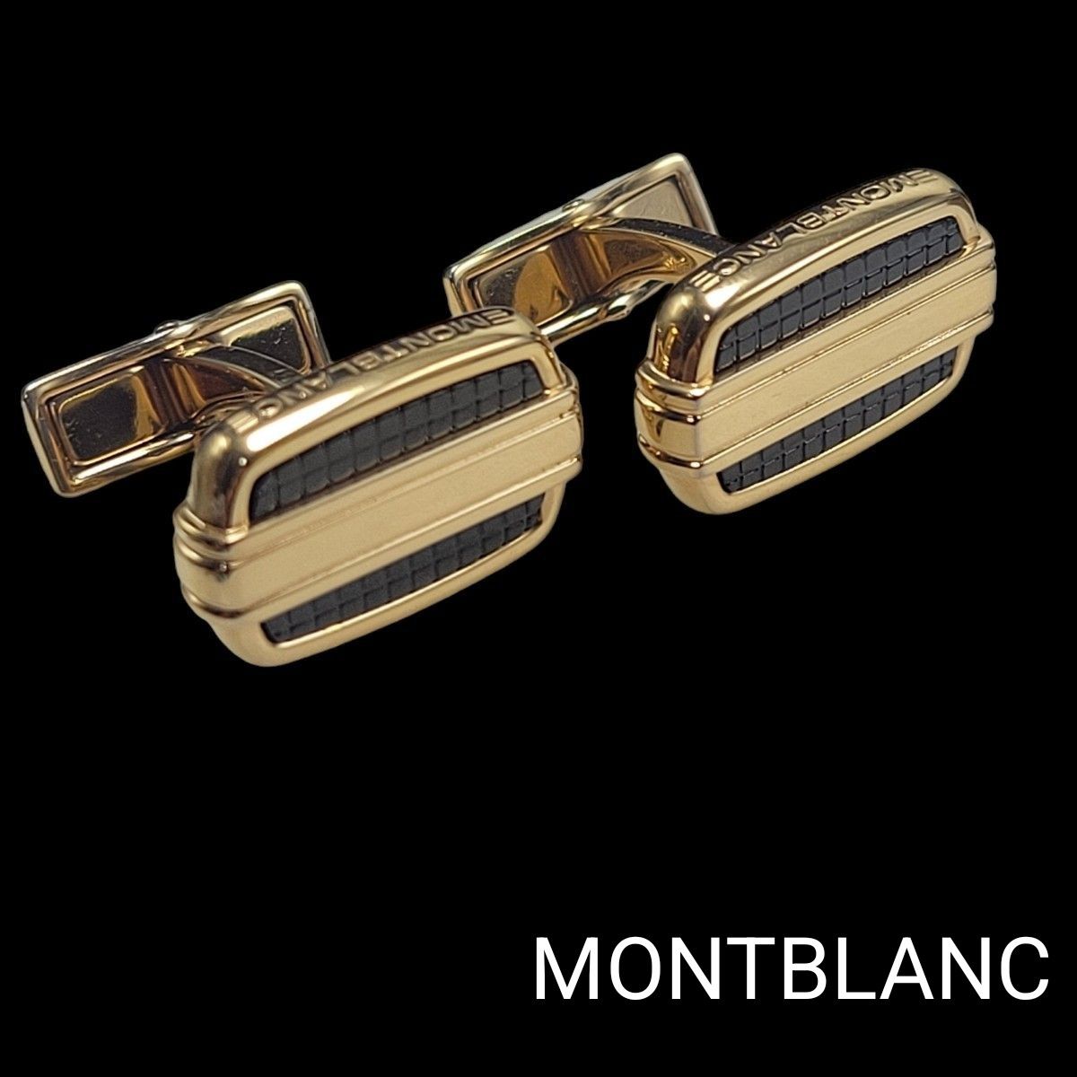 【美品】MONTBLANC カフス steel ブラックゴールド