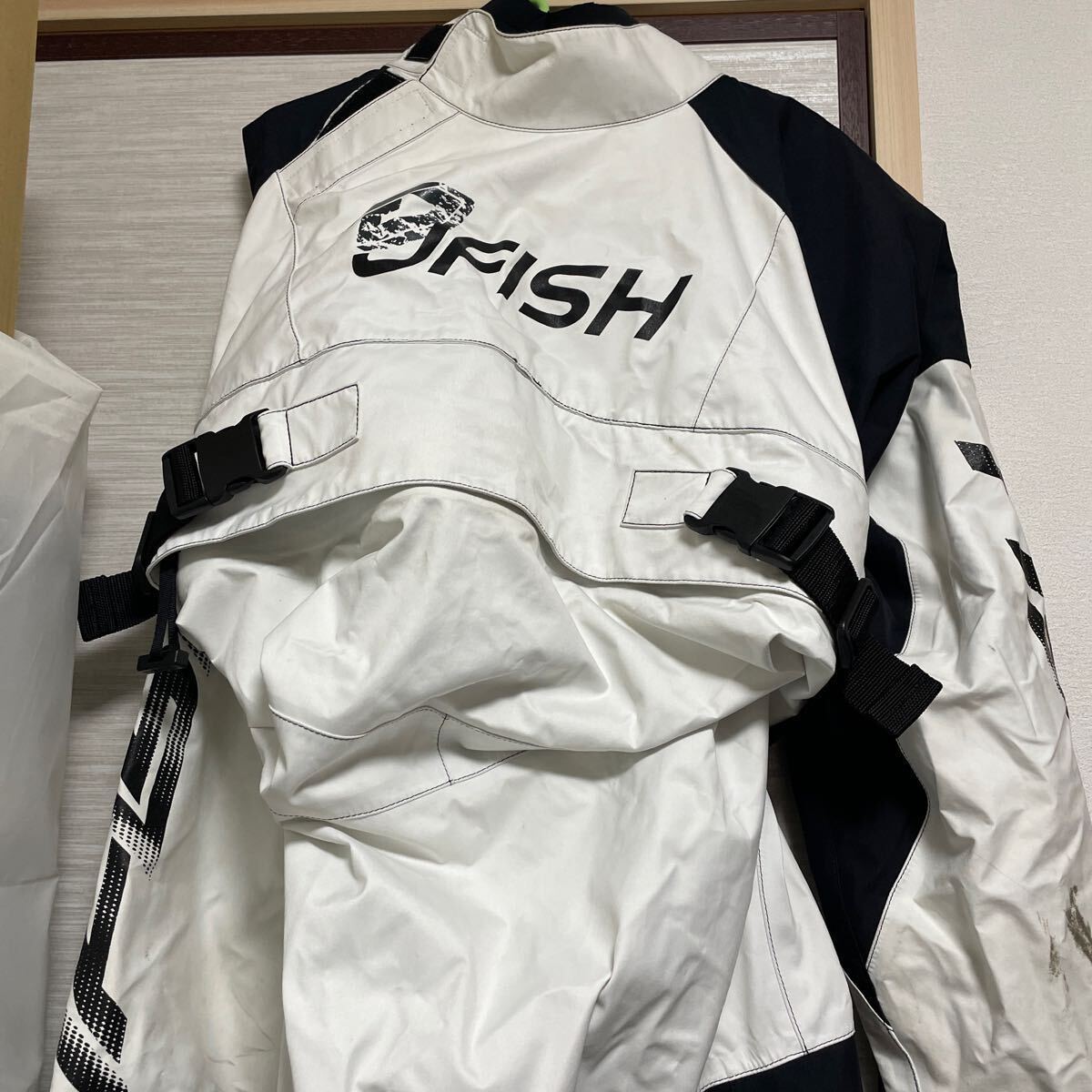 J-FISH EVOLUTION dry suit (ZIP) socks type small for zipper attaching black × white used!