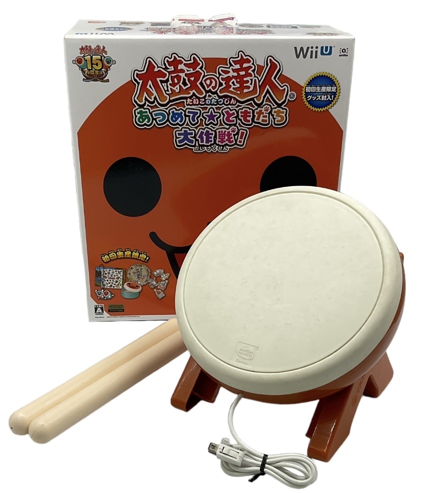任天堂 WiiU 太鼓の達人 2点セット ニンテンドウ Nintendo ホワイト TAIKO NO TATSUJIN リモコン バチ 現状品の画像2