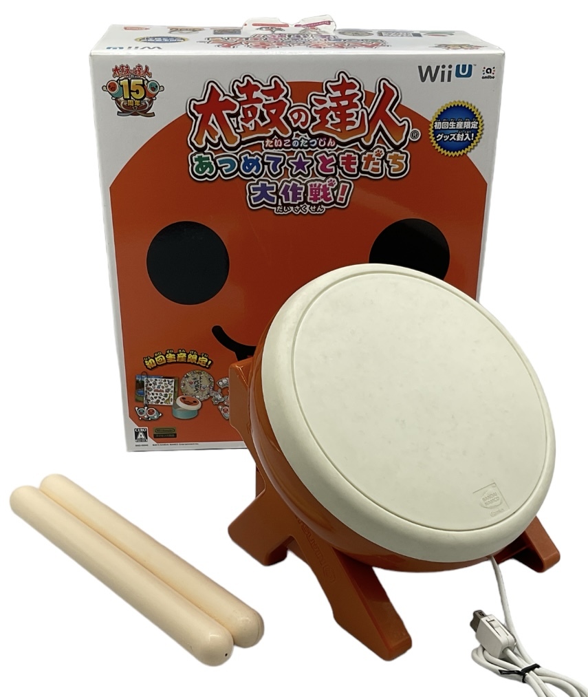 任天堂 WiiU 太鼓の達人 2点セット ニンテンドウ Nintendo ホワイト TAIKO NO TATSUJIN リモコン バチ 現状品の画像3