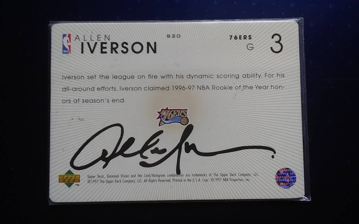1997 UPPER DECK DIAMOND VISION PHILADELPHIA 76ERS 【ALLEN IVERSON】 3D レギュラーカード #S20の画像2