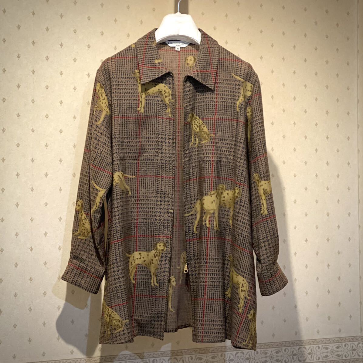  beautiful goods Christian Dior SPORTS long shirt jacket Dalmatian × tartan check pattern Old Dior 