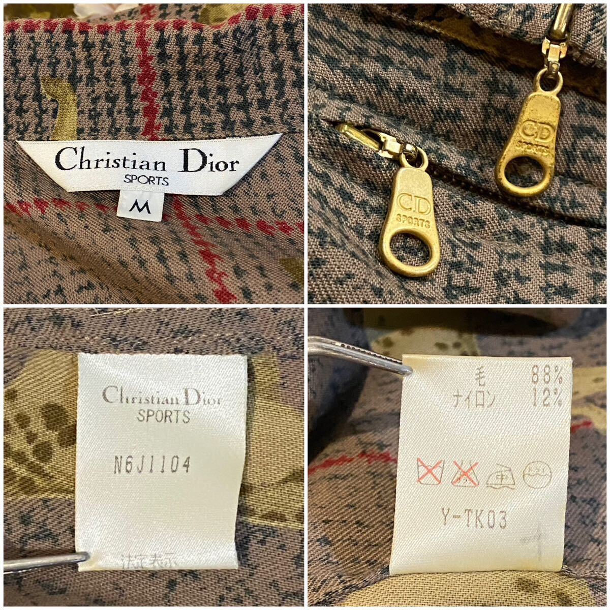  beautiful goods Christian Dior SPORTS long shirt jacket Dalmatian × tartan check pattern Old Dior 