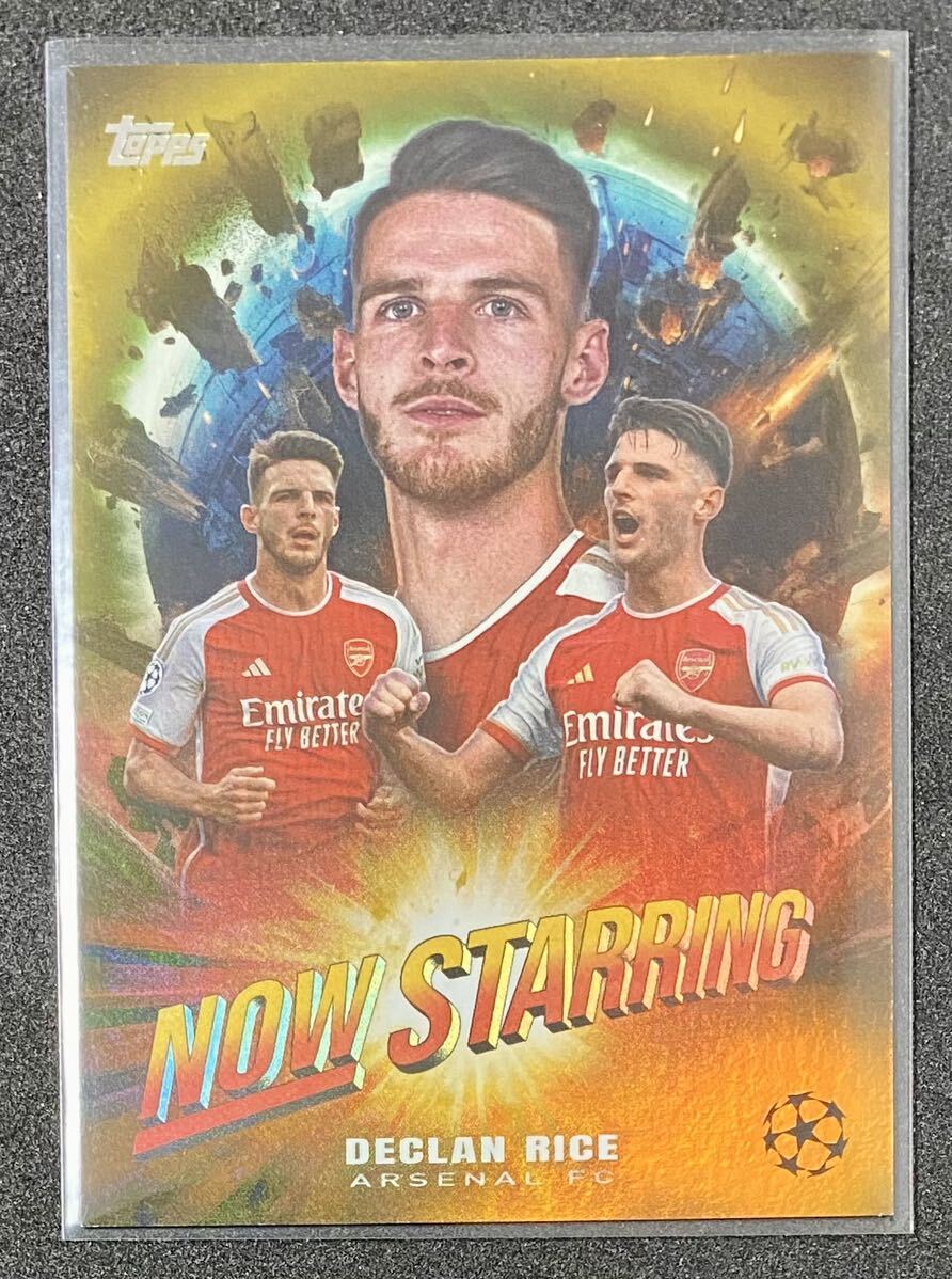 【50枚限定】Declan Rice Arsenal FC NOW STARRING Gold /50 2023-24 TOPPS UEFA CLUB COMPETITIONS SOCCERの画像1