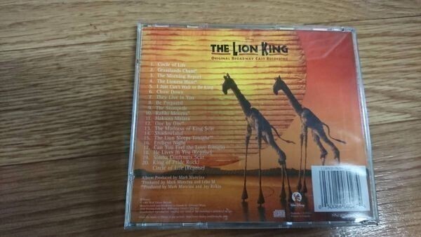 ★☆A03300 ライオン・キング  Ｔｈｅ Ｌｉｏｎ Ｋｉｎｇ Ｏｒｉｇｉｎａｌ Ｂｒｏａｄｗａｙ CDアルバム☆★の画像2