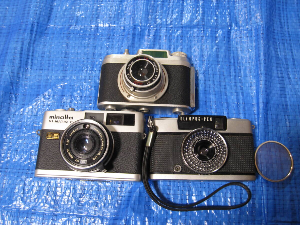 ジャンク品 フィルムカメラ 3台セット まとめて minolta HI-MATIC F OLYMPUS-PEN EE-3 meisupii Iaの画像1