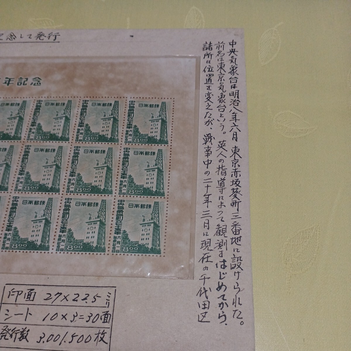 ●中央気象台創立75年記念　切手【未使用】No.32_画像4