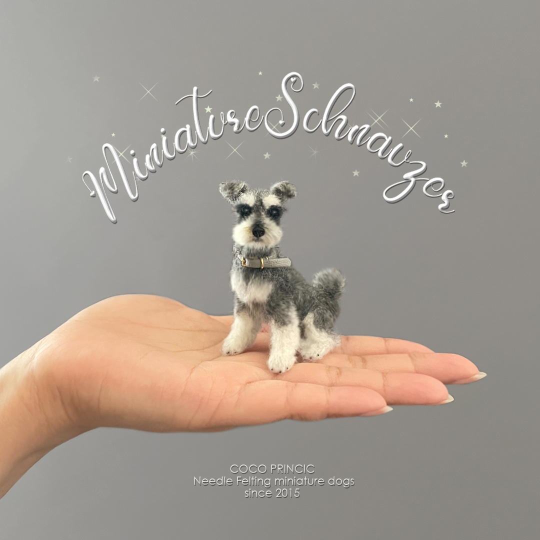 ミニチュア羊毛フェルト犬【6.5cmのミニチュア・シュナウザー】☆1/6ドールハウス ブライスの愛犬にの画像8