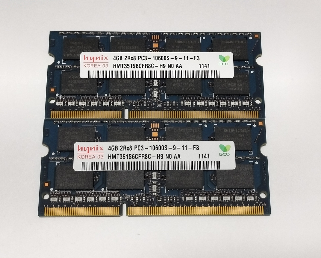 #hynix 4GB 2Rx8 PC3-10600S DDR3-1333 HMT351S6CFR8C-H9 4GBx2 sheets total 8GB