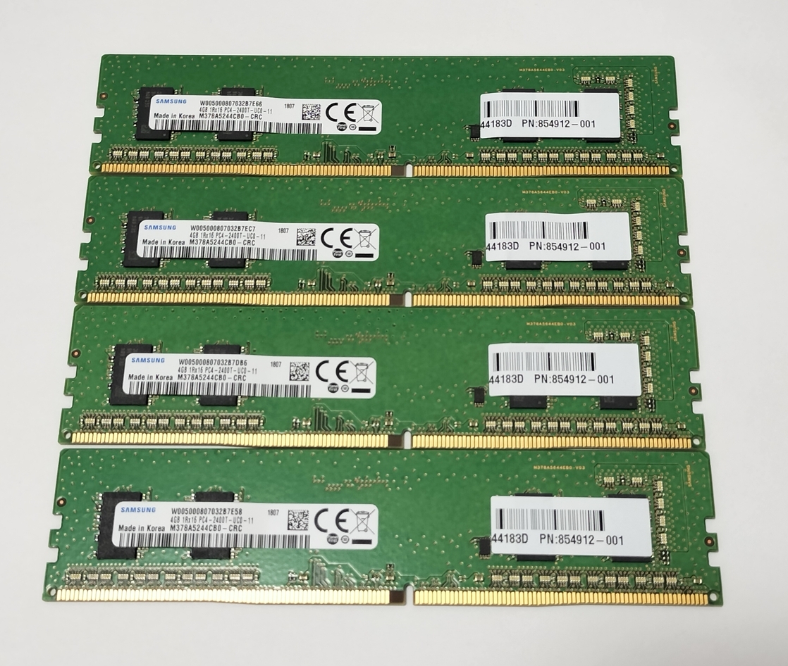 ■SAMSUNG 4GB 1Rx16 PC4-2400T M378A5244CB0-CRC デスクトップPC用メモリ DDR4 PC4-19200 4GBx4枚組 計16GB_画像1
