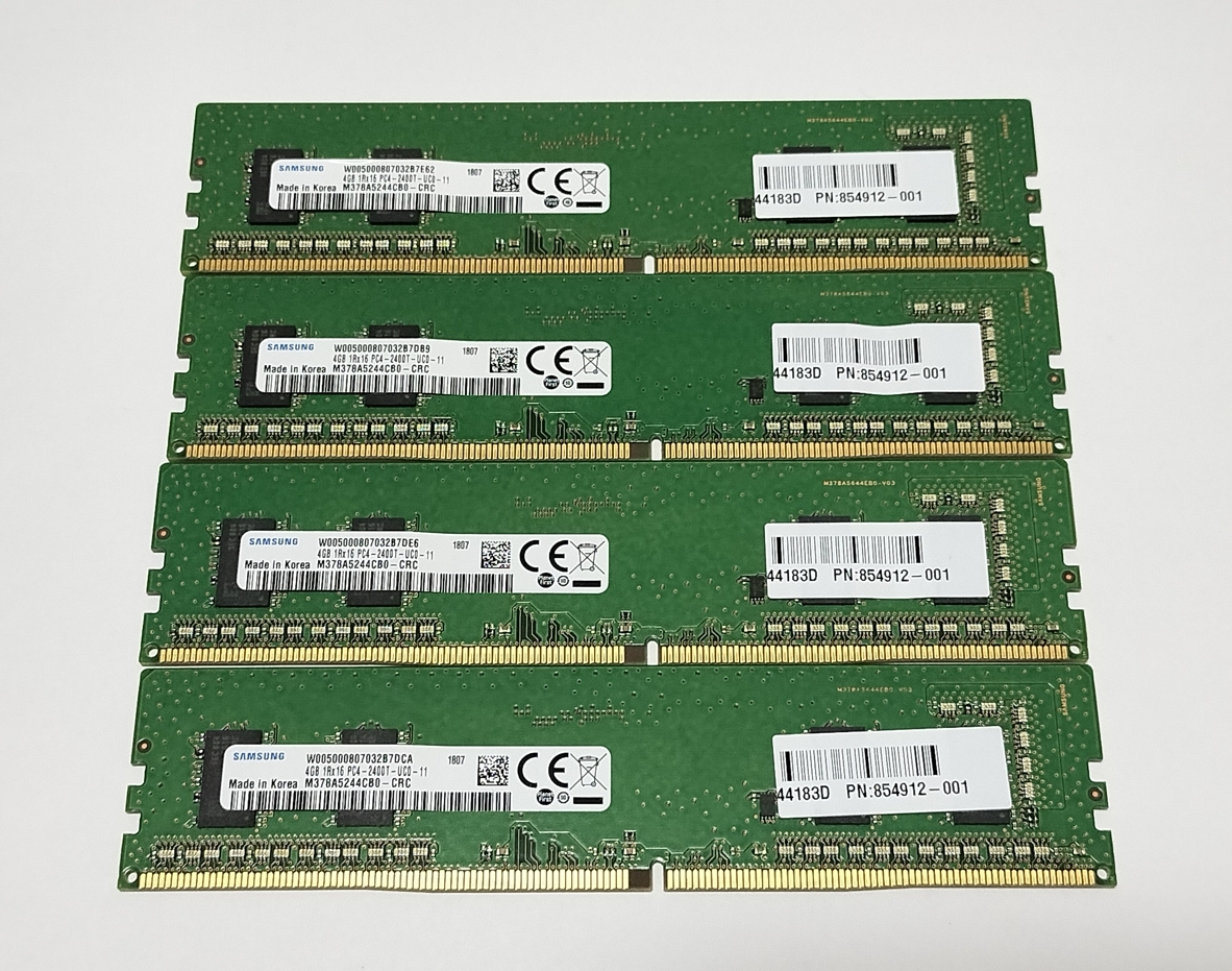 ■SAMSUNG 4GB 1Rx16 PC4-2400T M378A5244CB0-CRC デスクトップPC用メモリ DDR4 PC4-19200 4GBx4枚組 計16GB_画像1