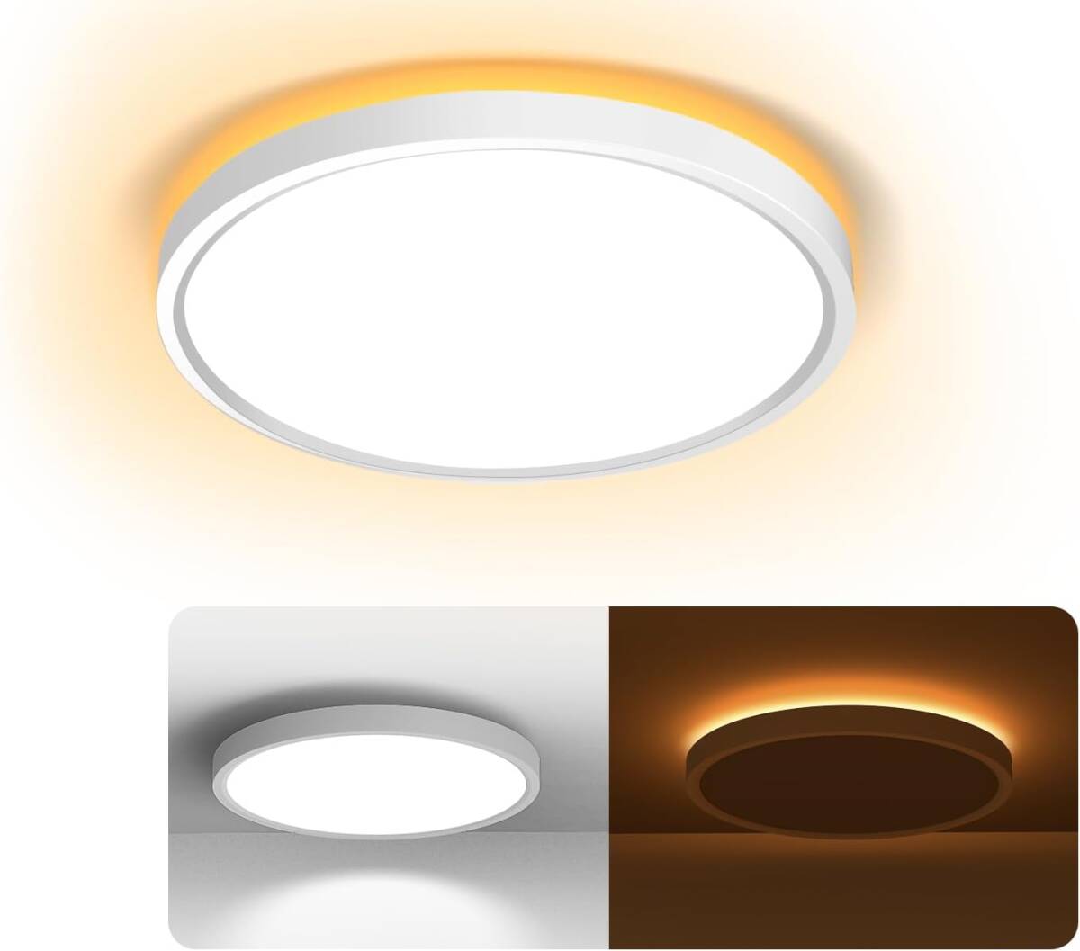 LEDシーリングライト 6畳 間接光 天井照明器具 常夜灯付き おしゃれ 調光調色 極薄型 雰囲気ナイトライト 直接光 昼光色 電球色 最大8畳