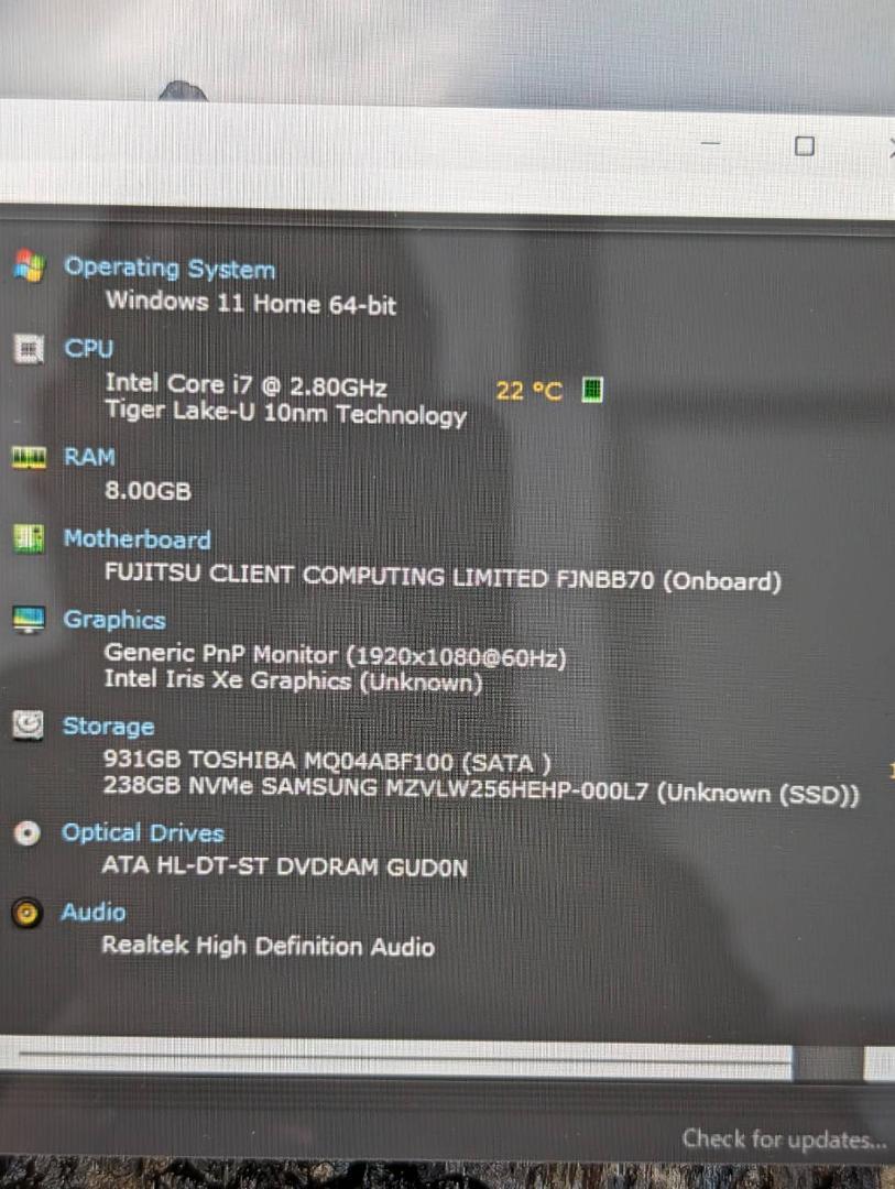  Fujitsu FMV LIFEBOOK WA3/E3 no. 11 поколение i7-1165G7 память 8GB SSD256GB+HDD1TB 15.6 дюймовый Windows11 Office2021 ноутбук 