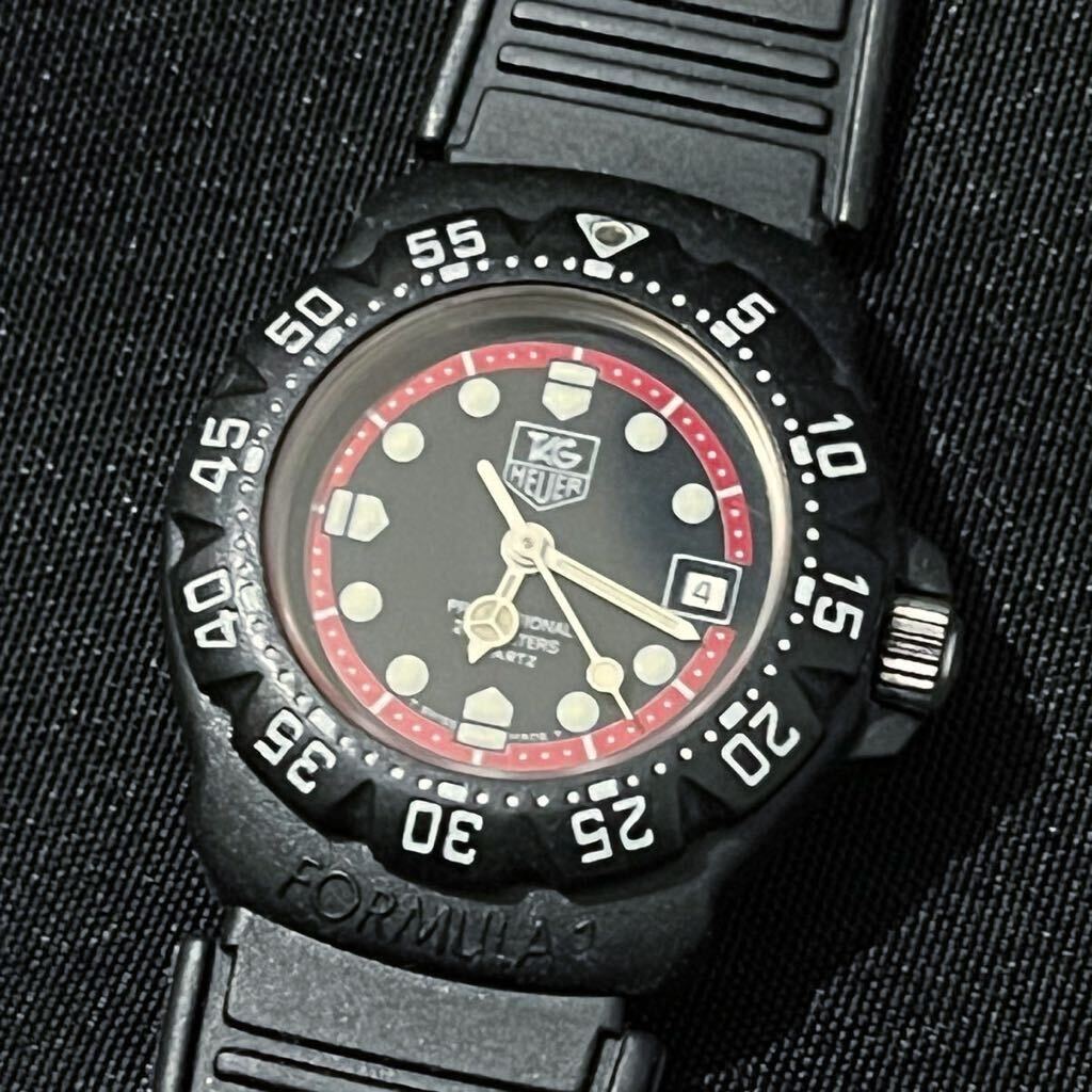 TAG HEUER タグホイヤー プロフェッショナル フォーミュラ1 200M防水 383.508 クォーツ 黒 デイト スイス製 ボーイズの画像1