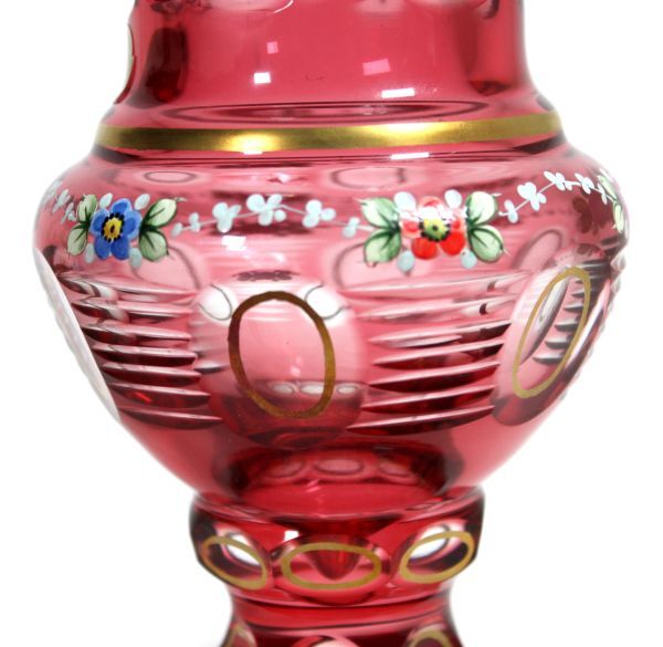●未使用品 ボヘミアグラス BOHEMIAN GLASS ボヘミアングラス クリスタルガラス カットガラス 花瓶 花器 花入 フラワーベース 壺 Z3508の画像5