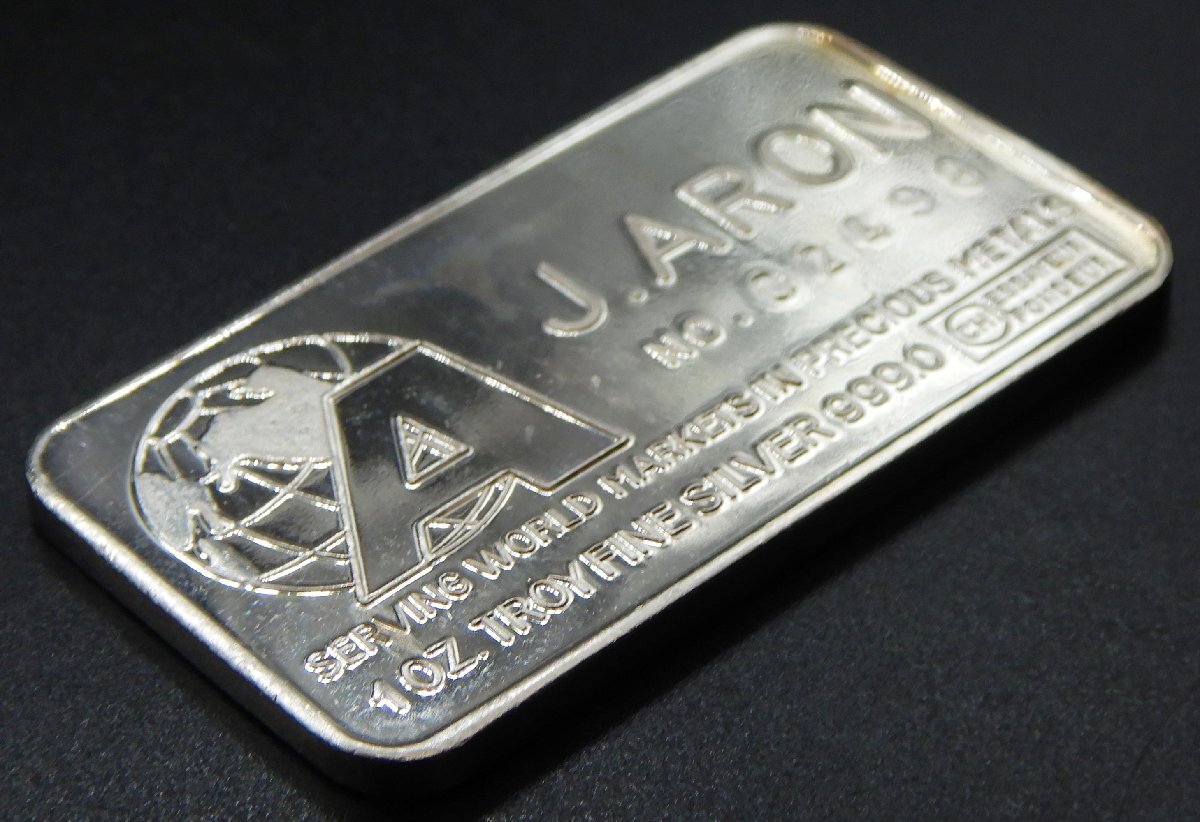 希少☆J. Aron & Company 1OZ SILVER 999 バー 純銀インゴット 地金☆ヴィンテージ ゴールドマン サックス 純銀☆Z0415947_画像3