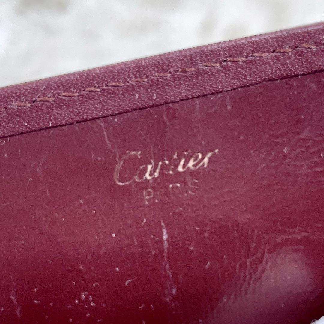 c547【カルティエ】良品 Cartier マストライン シガーレットケース ケース カード 名刺 革 ボルドー_画像9