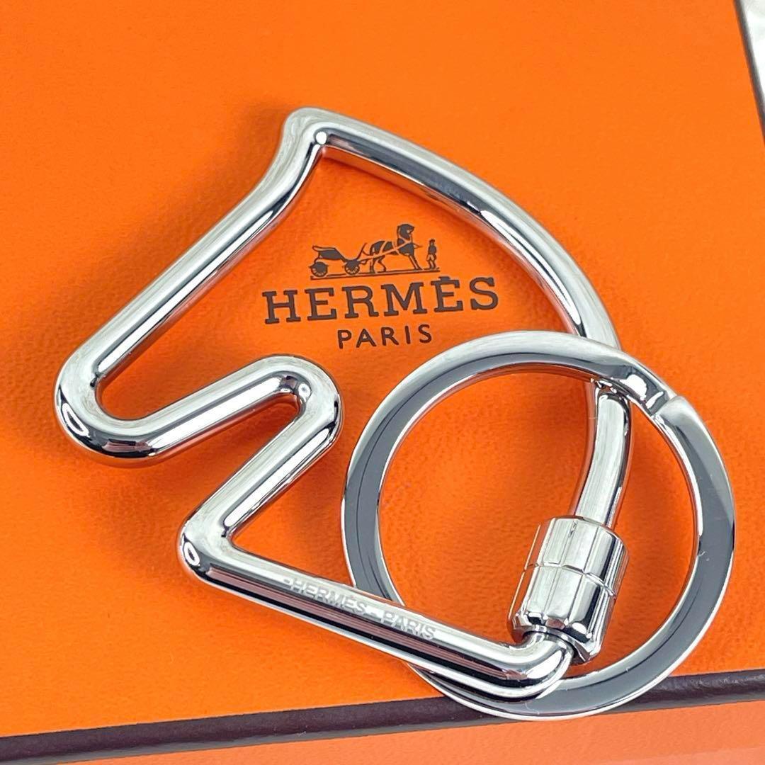 c539[ Hermes ]~ не использовался ~ HERMES Porte-cles chevalshu Val брелок для ключа кольцо для ключей лошадь шланг зеркальный полировка аксессуары коробка 