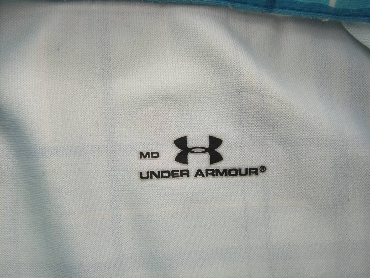 UNDER ARMOUR アンダーアーマー◆MD◆重ね着◆チェック柄ロゴストレッチ半袖ポロシャツ◆㈱ドーム 美品の画像7