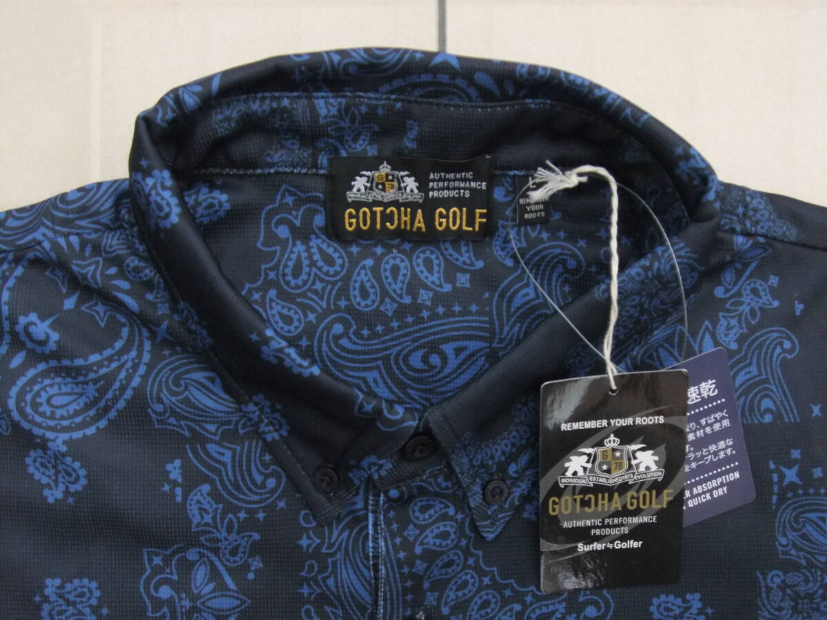 新品タグ付き◆Gotcha Golf ガッチャ ゴルフ◆L◆総柄ロゴ刺繍＆ビック文字刺繍ストレッチ半袖ポロシャツ◆㈱ビート_画像3