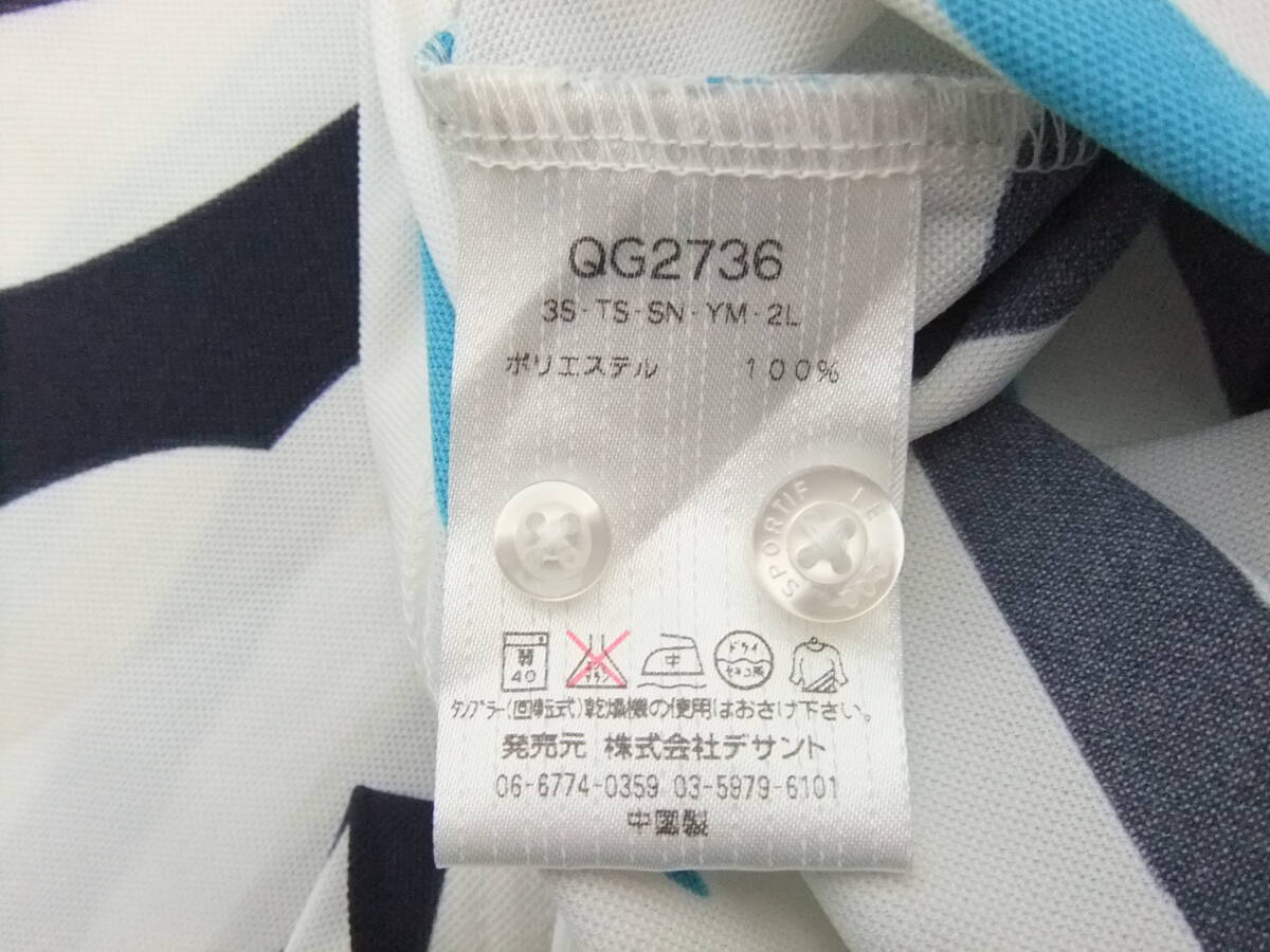 Le coq sportif GOLF ルコックゴルフ◆M◆重ね着◆総柄ロゴ刺繍ストレッチ半袖ポロシャツ◆㈱デサント 美品_画像8