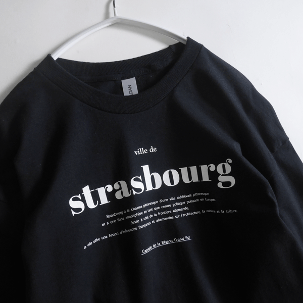 新品■RiberryリベリーGILDAN■strasbourgプリントロングスリーブTシャツ 黒 L♪さらっとした着心地♪長めの着丈でイン・アウトとも◎♪_画像3