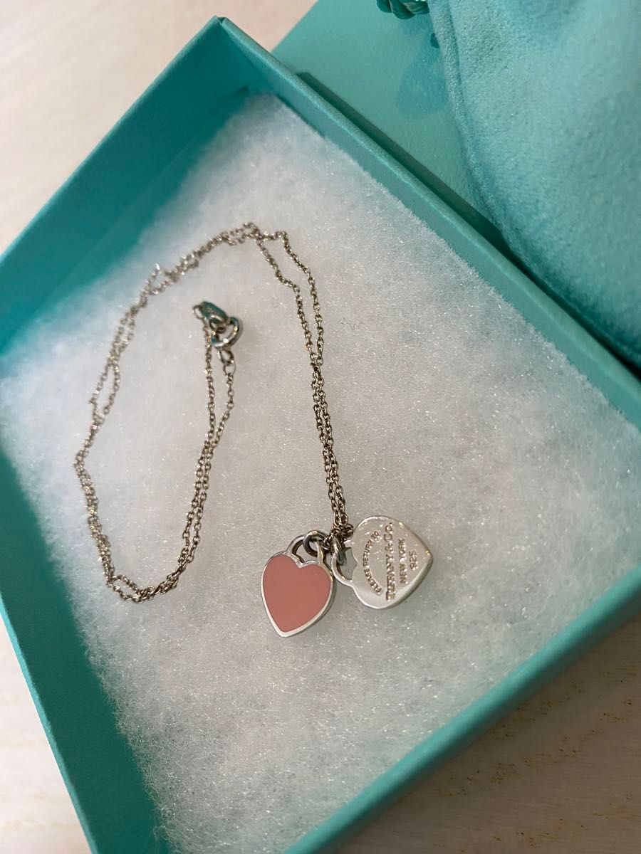 美品】Tiffany リターントゥティファニー ピンクダブルハート 美品】Tiffany リターントゥティファニー ピンクダブルハート