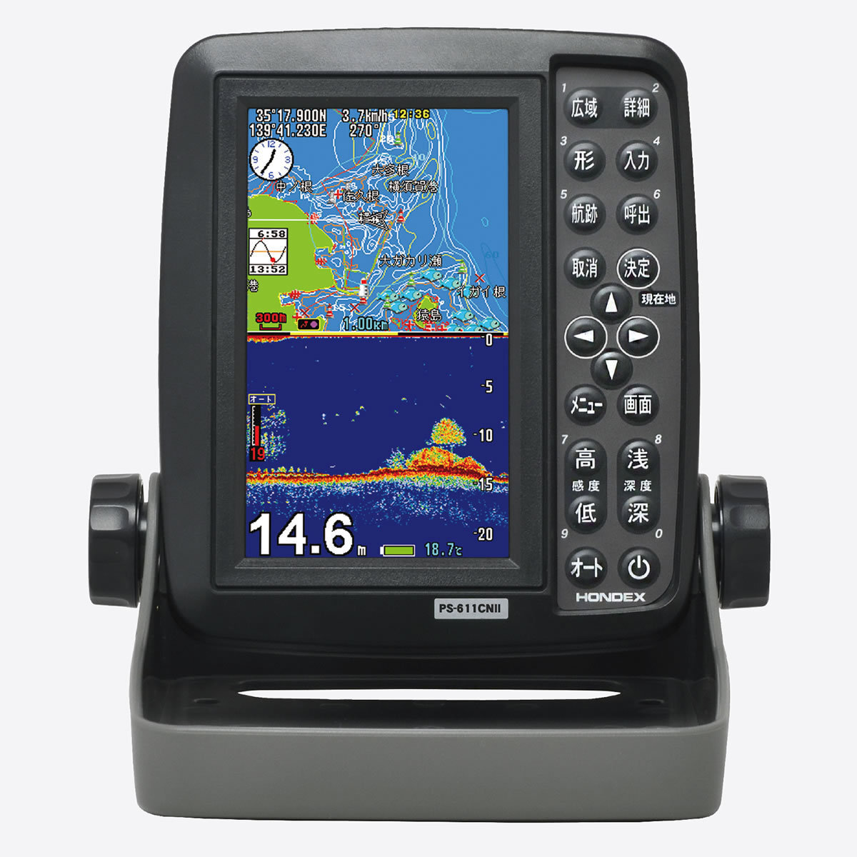 在庫あり！ホンデックス GPSアンテナ内蔵魚探 PS-611CN2　DEEPタイプ　5型ワイドカラー液晶プロッター 　50/200KHz　_画像2