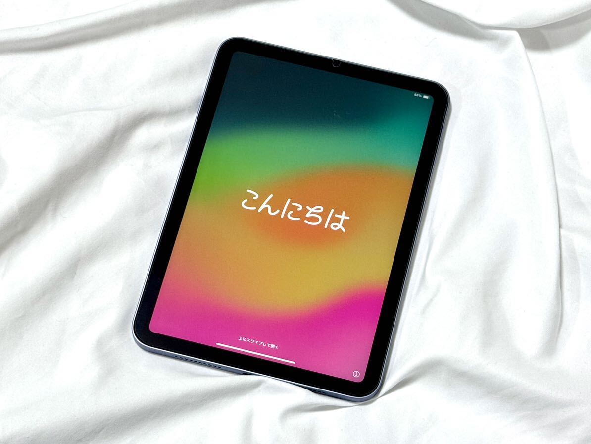 美品＆キズなし★Apple iPad mini 6（第6世代）Wi-Fi 64GB パープル★スタンド式ケース2個など＋光沢保護シール貼付_画像1