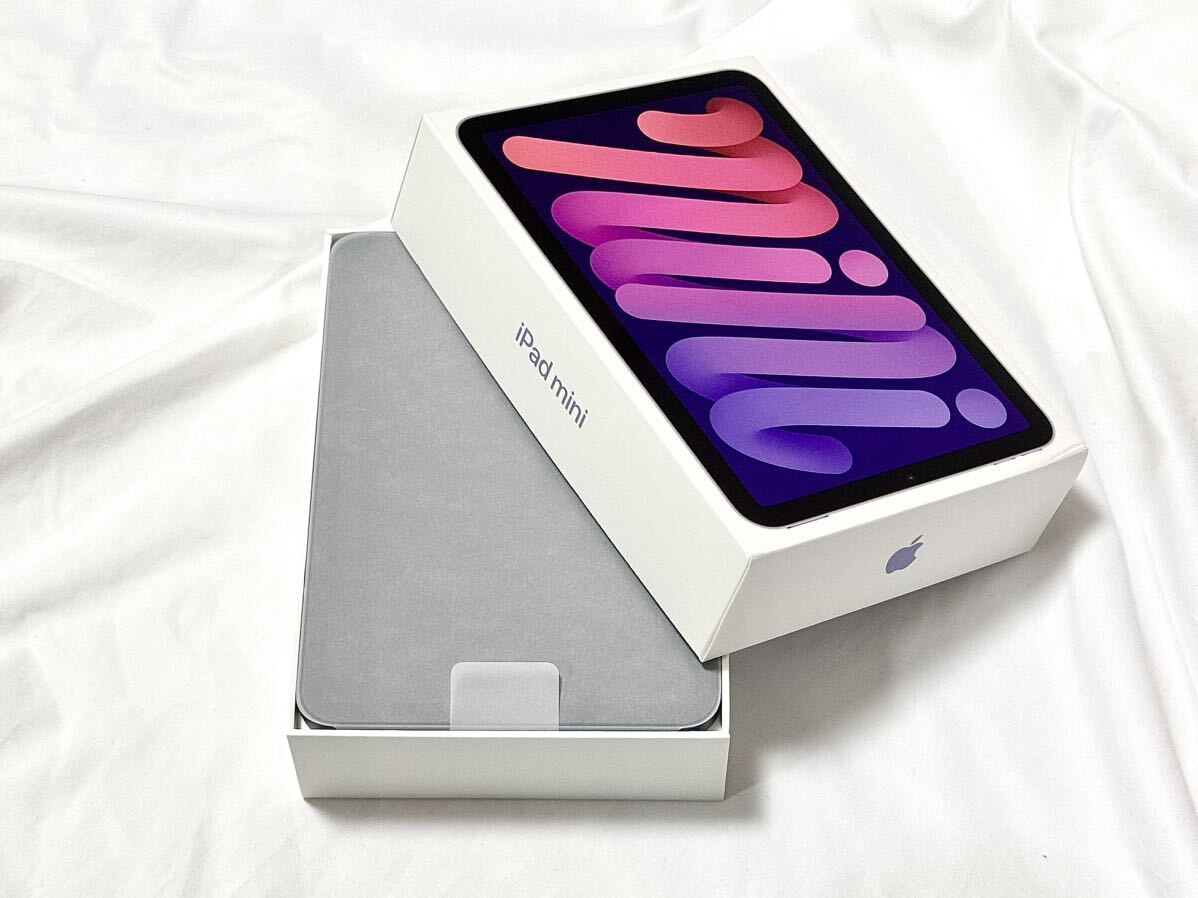 美品＆キズなし★Apple iPad mini 6（第6世代）Wi-Fi 64GB パープル★スタンド式ケース2個など＋光沢保護シール貼付の画像6