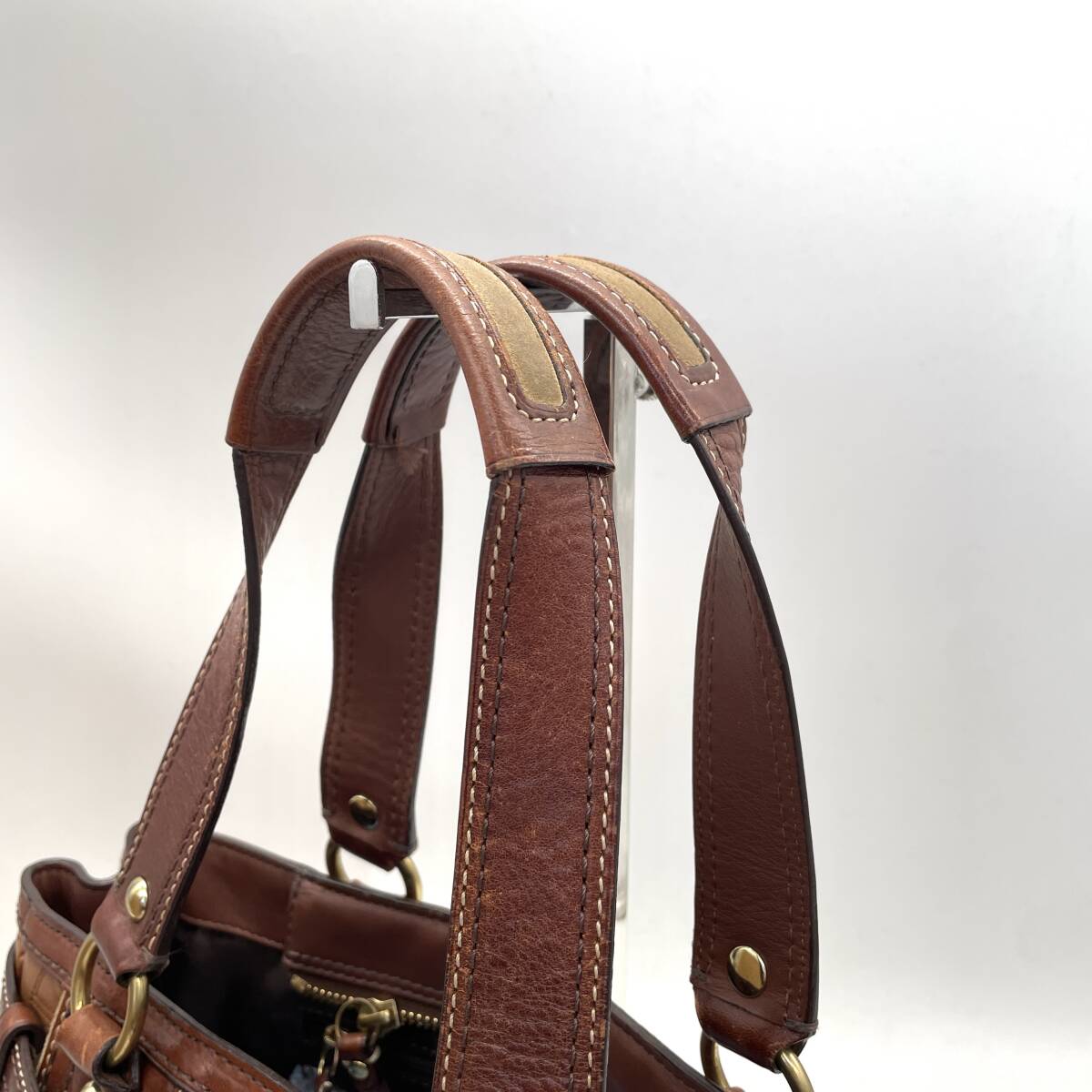 * rare model * COACHko- changer Boss handbag tote bag arm .. all leather Brown men's lady's unisex 