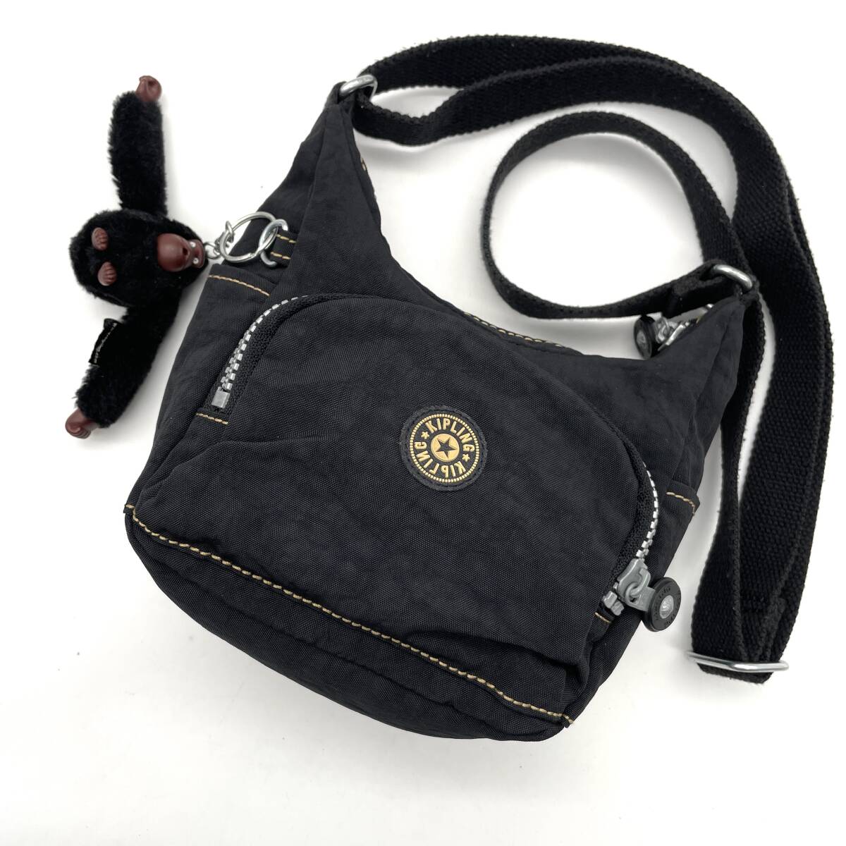 1 иен ~ * дешевый старт * Kipling нейлон черный чёрный сумка на плечо наклонный .. небольшая сумочка мужской женский унисекс 