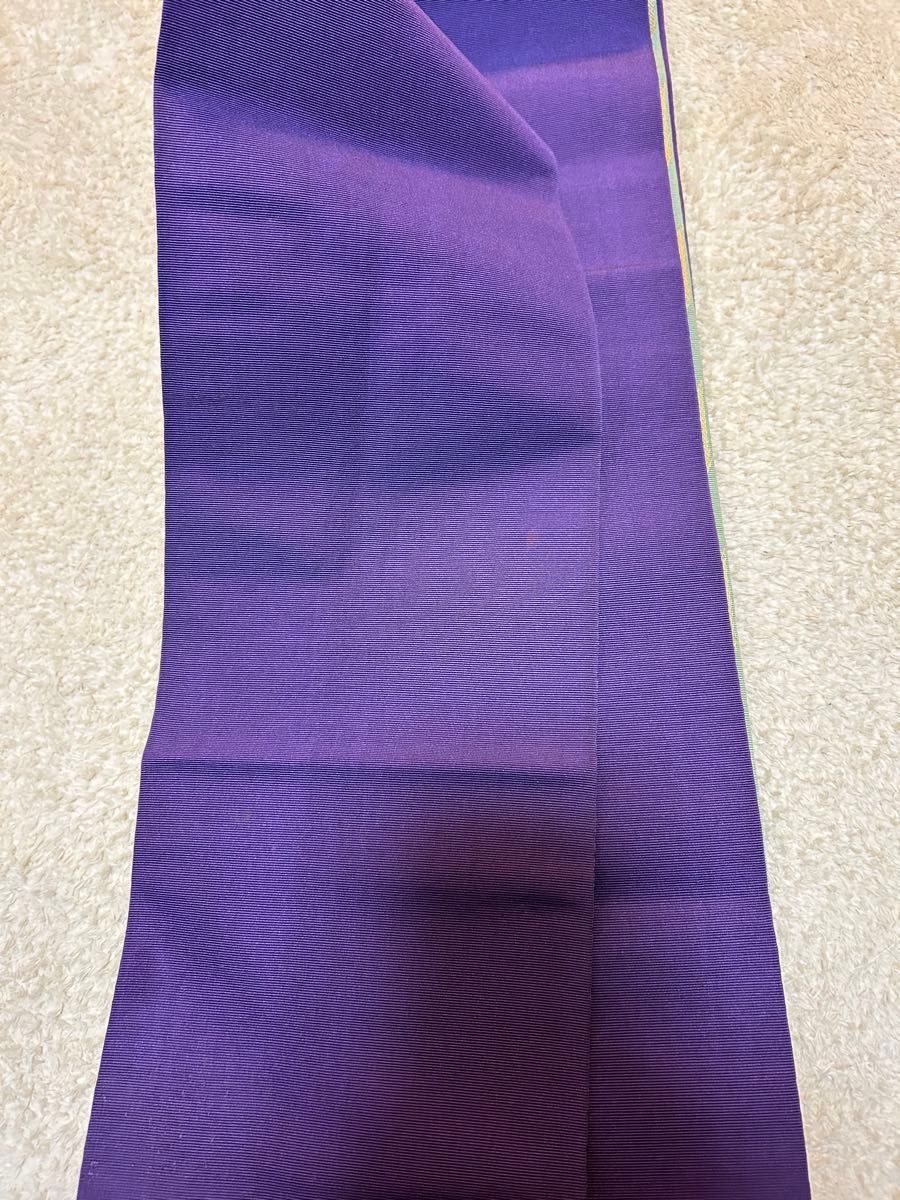 半幅帯　博多織　パープル　紫　博多帯　粋　着物　浴衣　袷　単衣　小紋　紬　カジュアル着物　デニム着物に