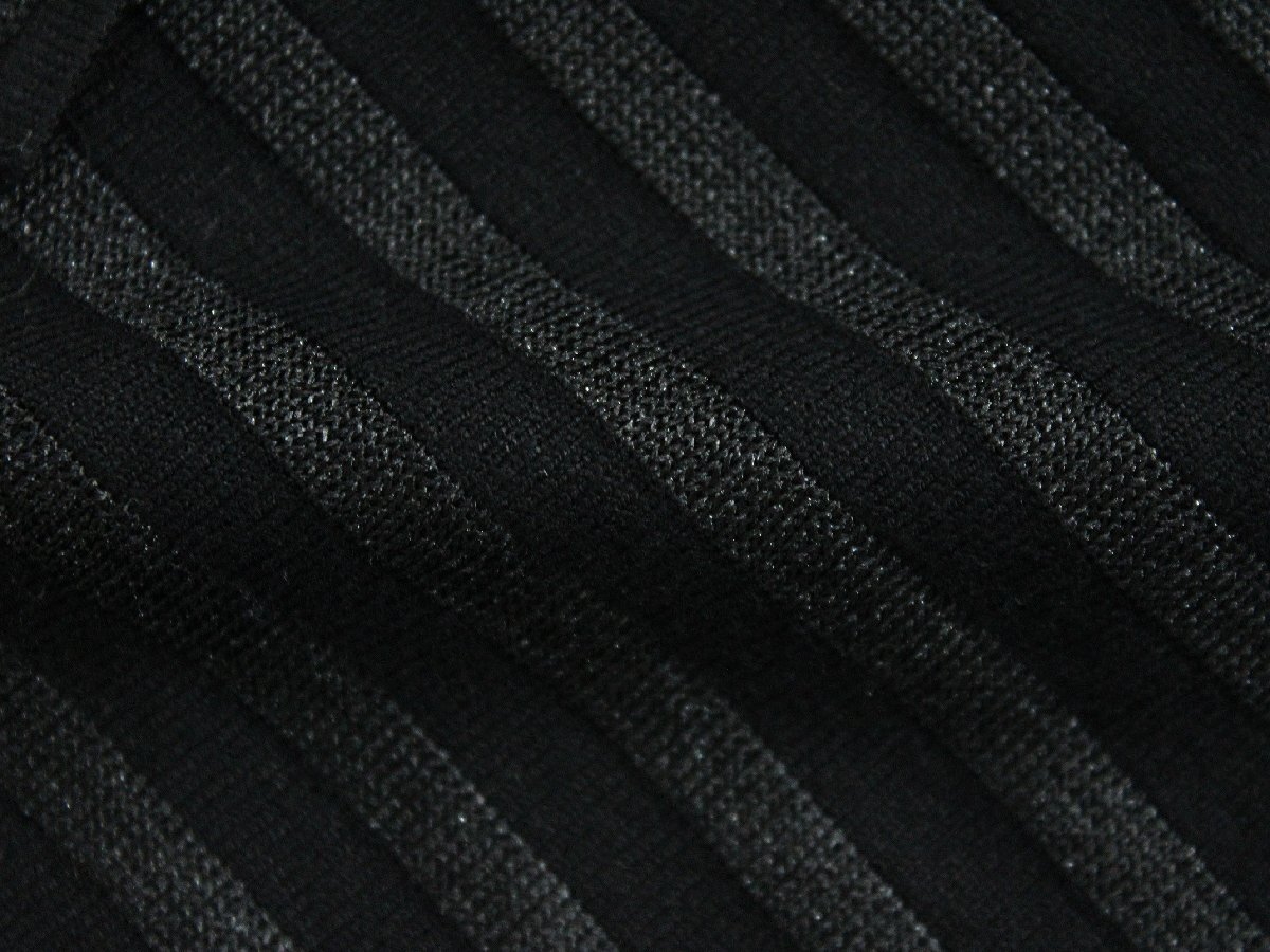  beautiful goods toe Be Schic biju- ribbon attaching border pattern long sleeve knitted pull over black 2 ri948